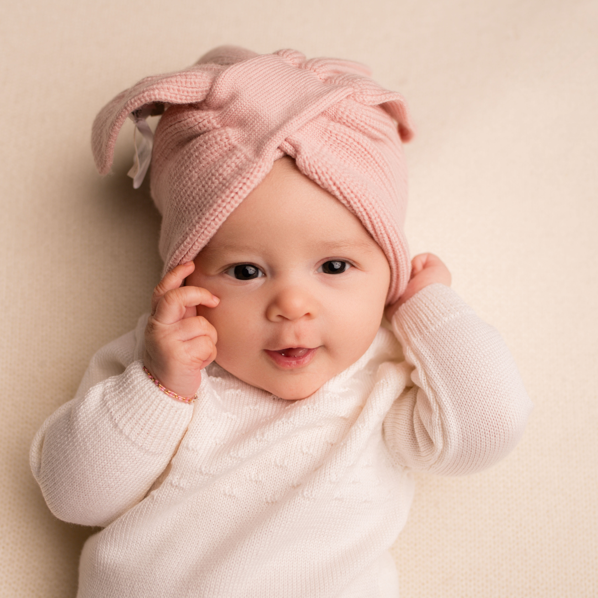 Virgin Merino Wool Bow Headband - Dusty Rose - Bambino Azizo