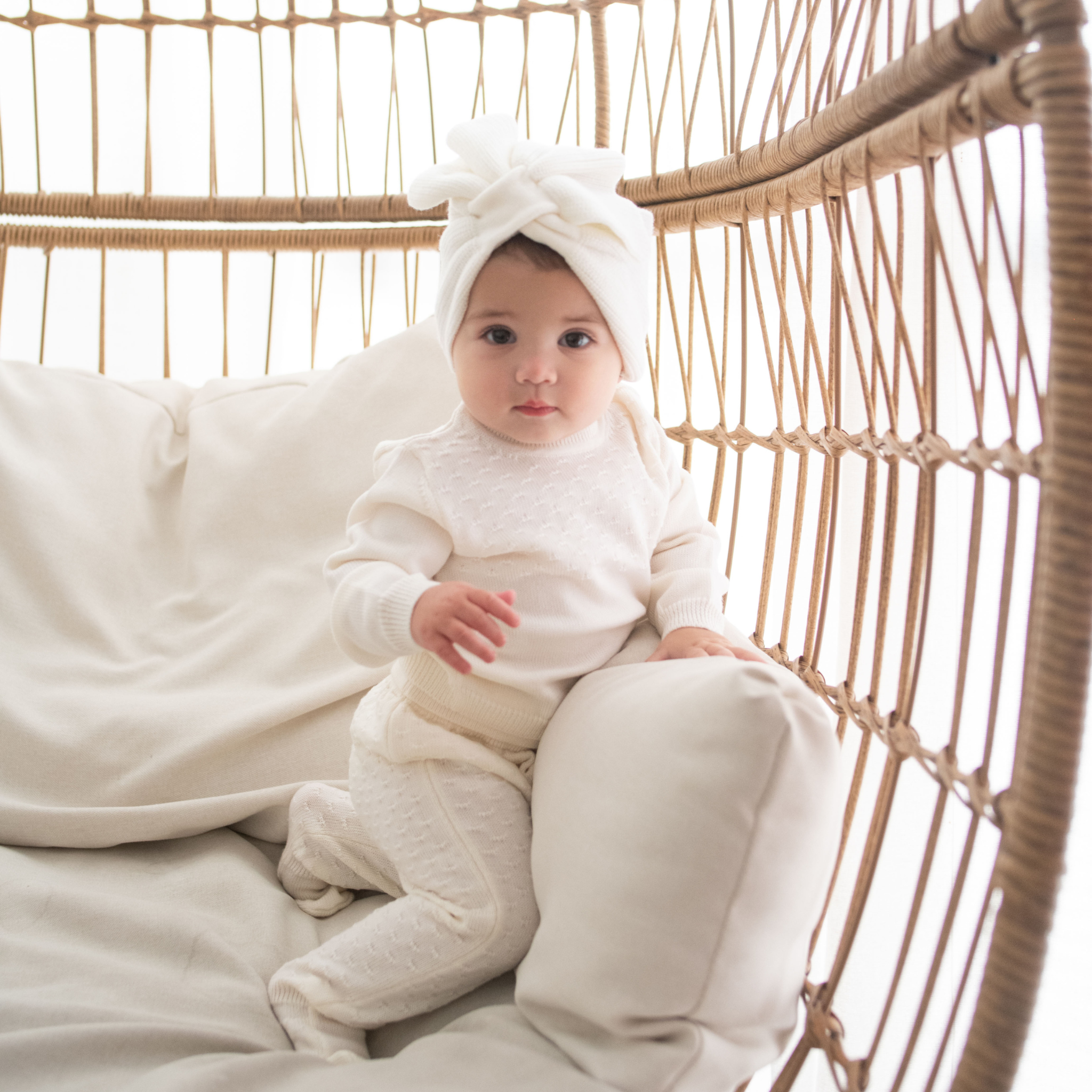 Virgin Merino Wool Footed Leggings - Latte White - Bambino Azizo