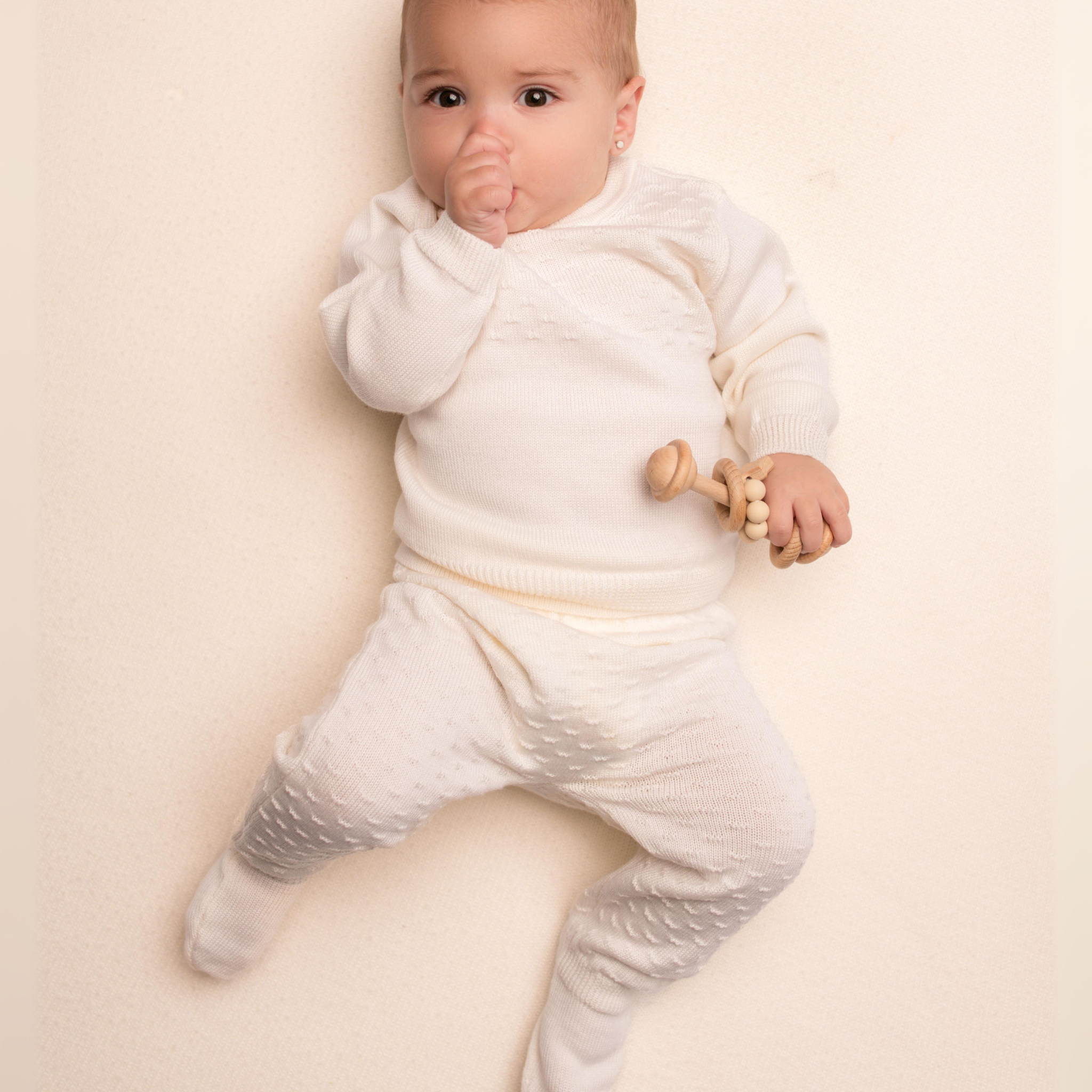 Virgin Merino Wool Sweater - Latte White - Bambino Azizo