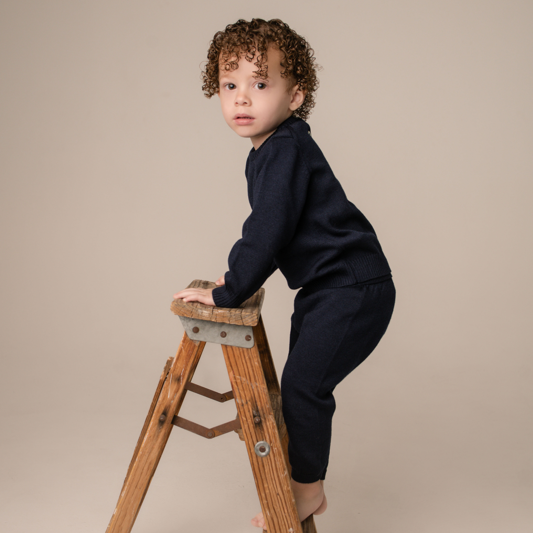 Virgin Merino Wool Sweater - Midnight Blue - Bambino Azizo