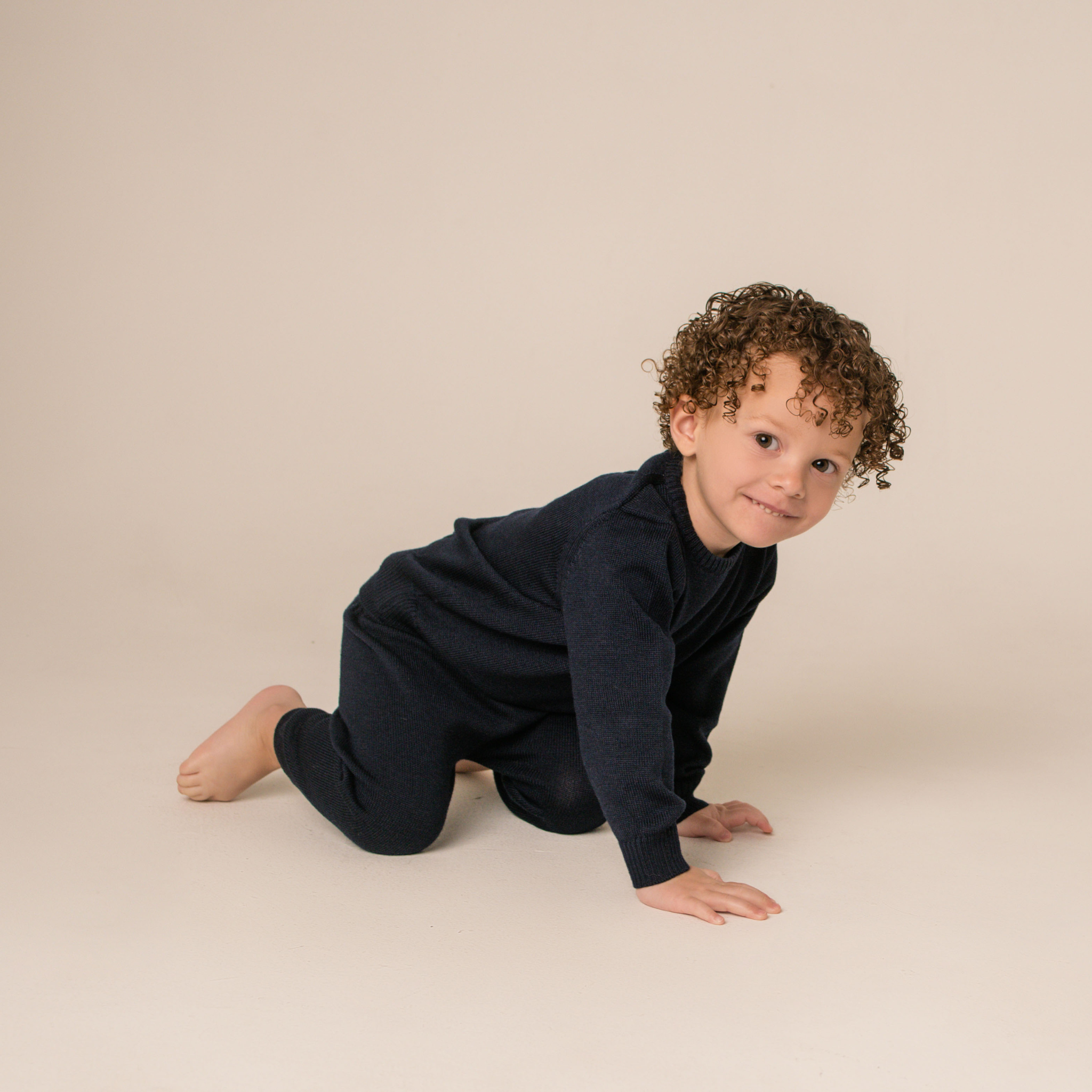Virgin Merino Wool Trousers - Midnight Blue - Bambino Azizo