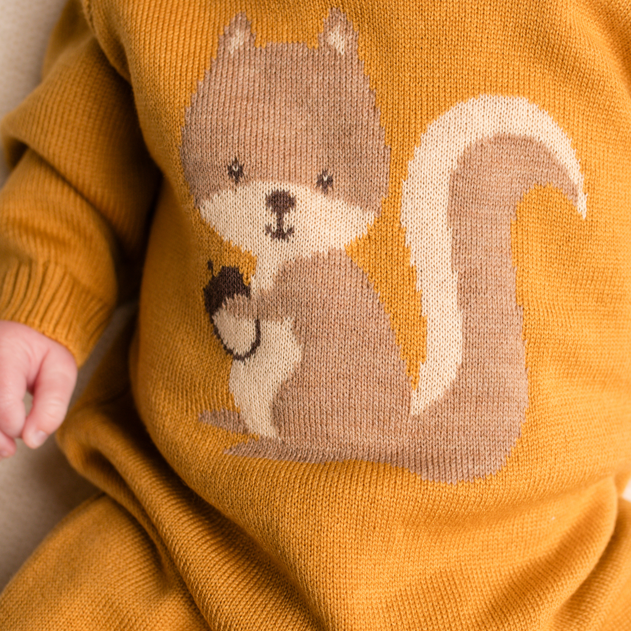 Virgin Merino Wool Squirrel Onesie - Honey - Bambino Azizo