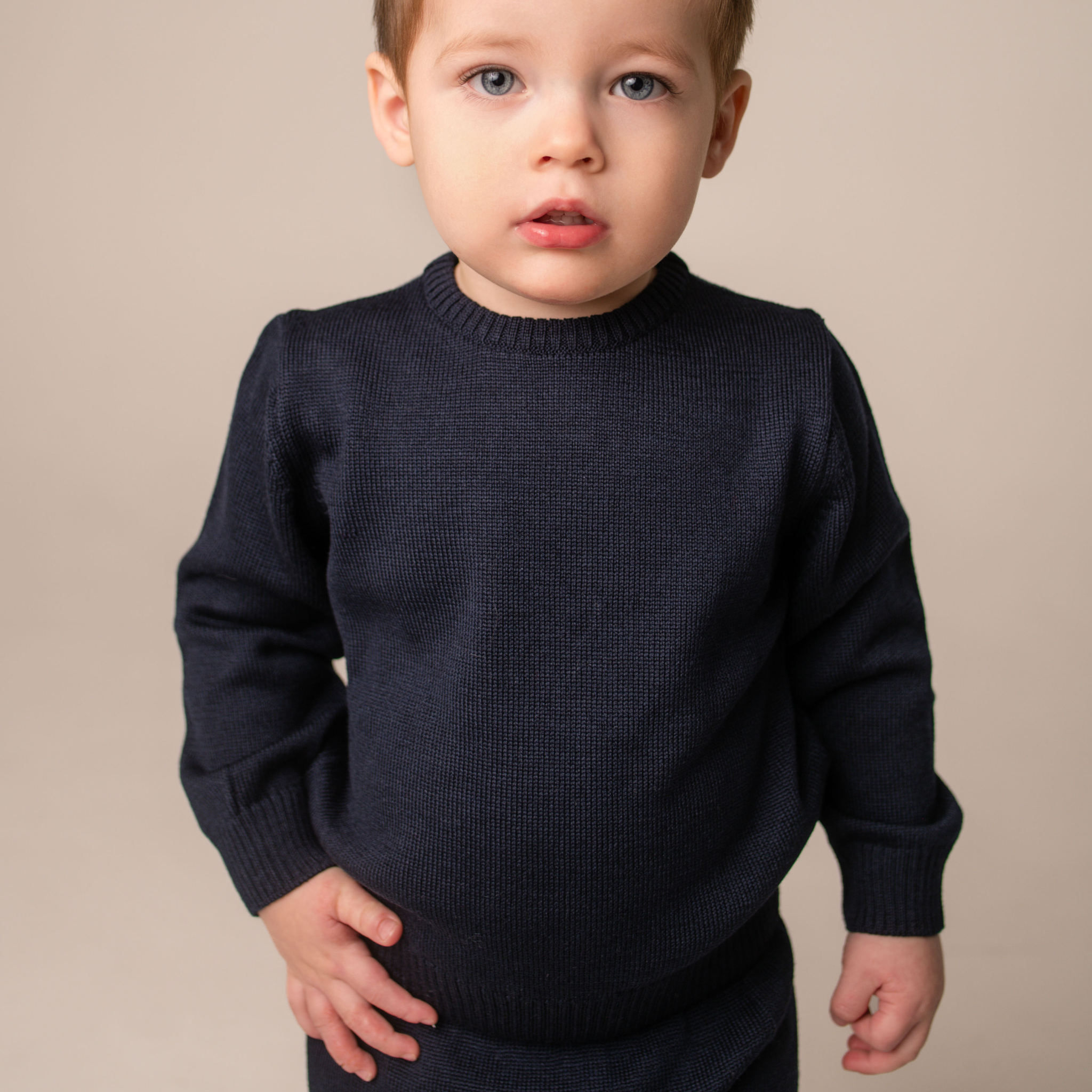 Virgin Merino Wool Sweater - Midnight Blue - Bambino Azizo