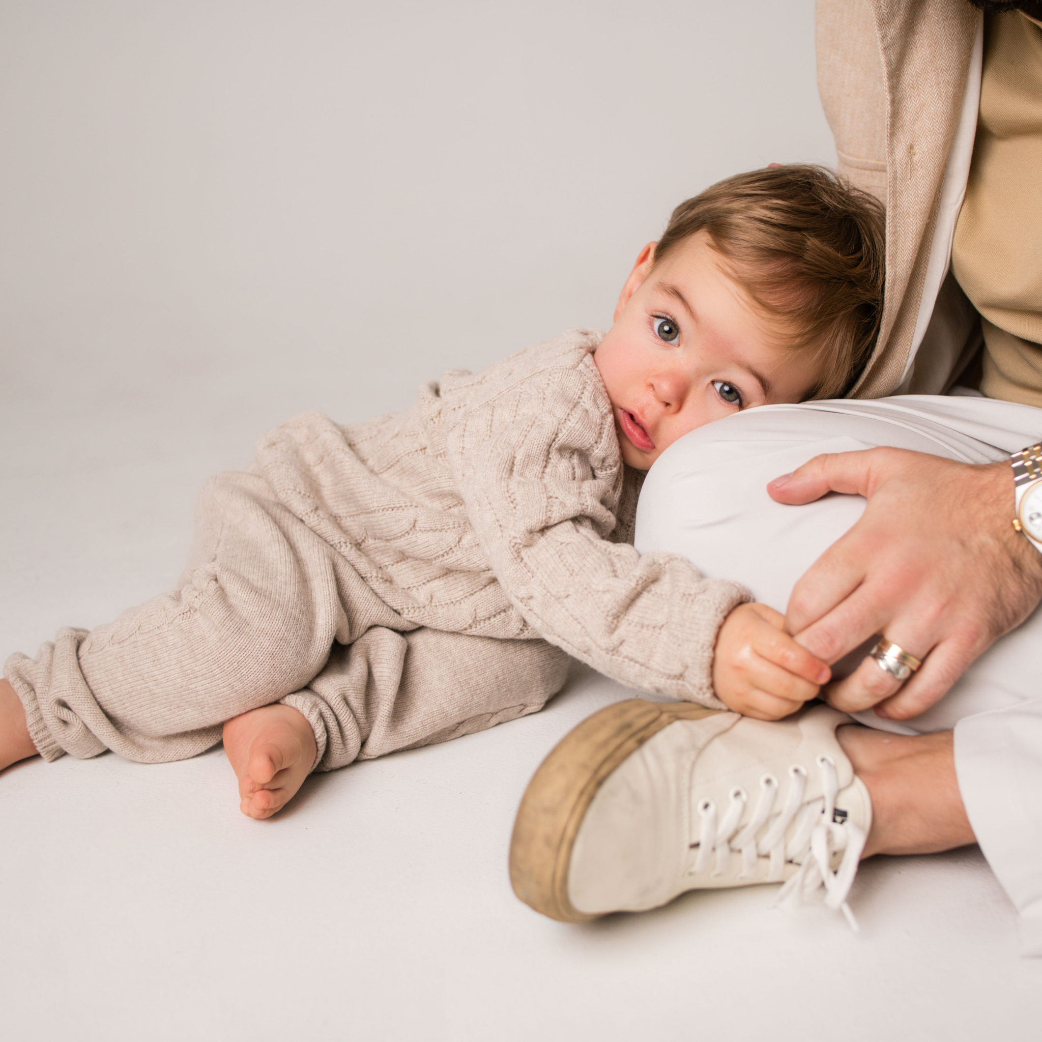 Virgin Merino Wool Cable Knit Sweater - Oatmeal - Bambino Azizo