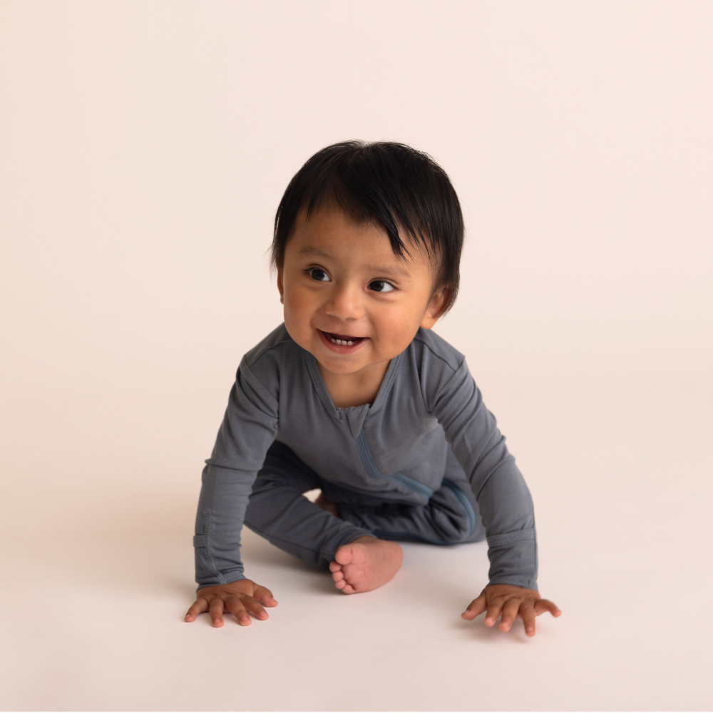 Baby Bamboo Onesie - Stone Blue - Bambino Azizo