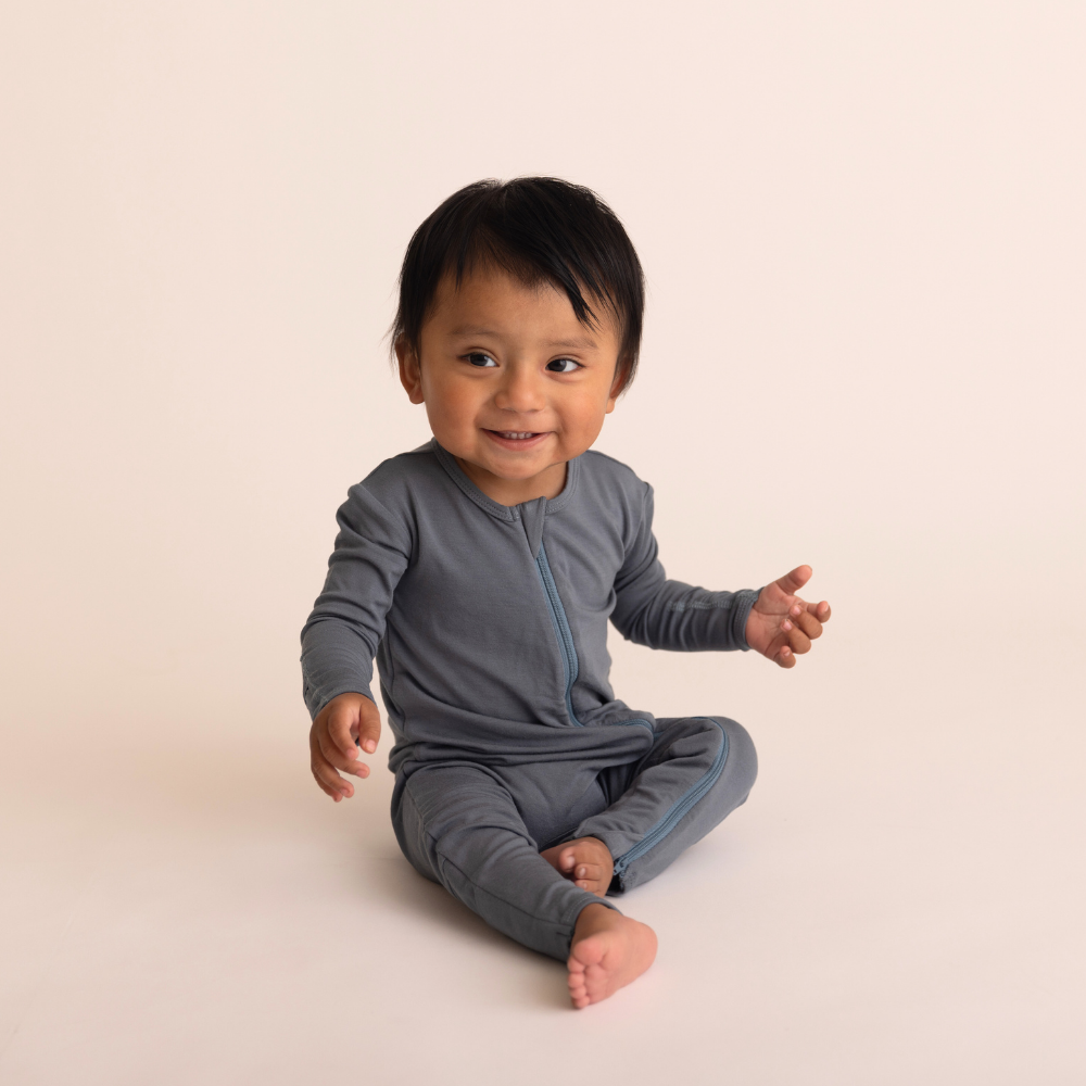 Baby Bamboo Onesie - Stone Blue - Bambino Azizo