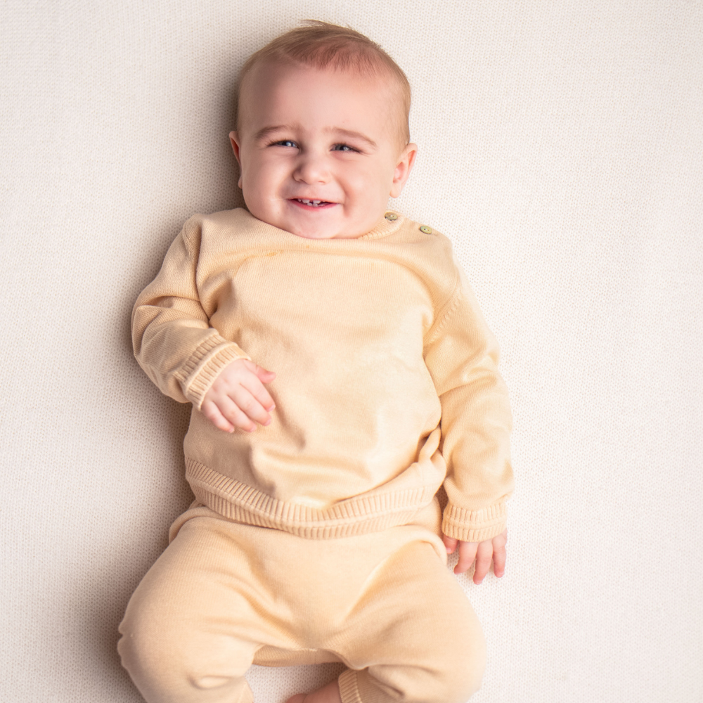 Organic Cotton Crew Neck Sweater - Hazelnut - Bambino Azizo