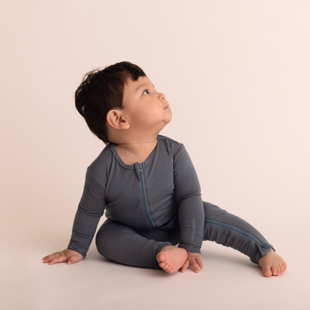 Baby Bamboo Onesie - Stone Blue - Bambino Azizo