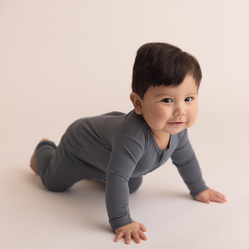 Baby Bamboo Onesie - Stone Blue - Bambino Azizo