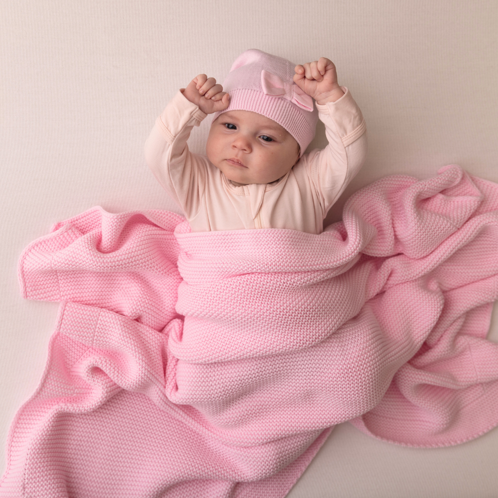 Bow Hat - Baby Blush Pink - Bambino Azizo