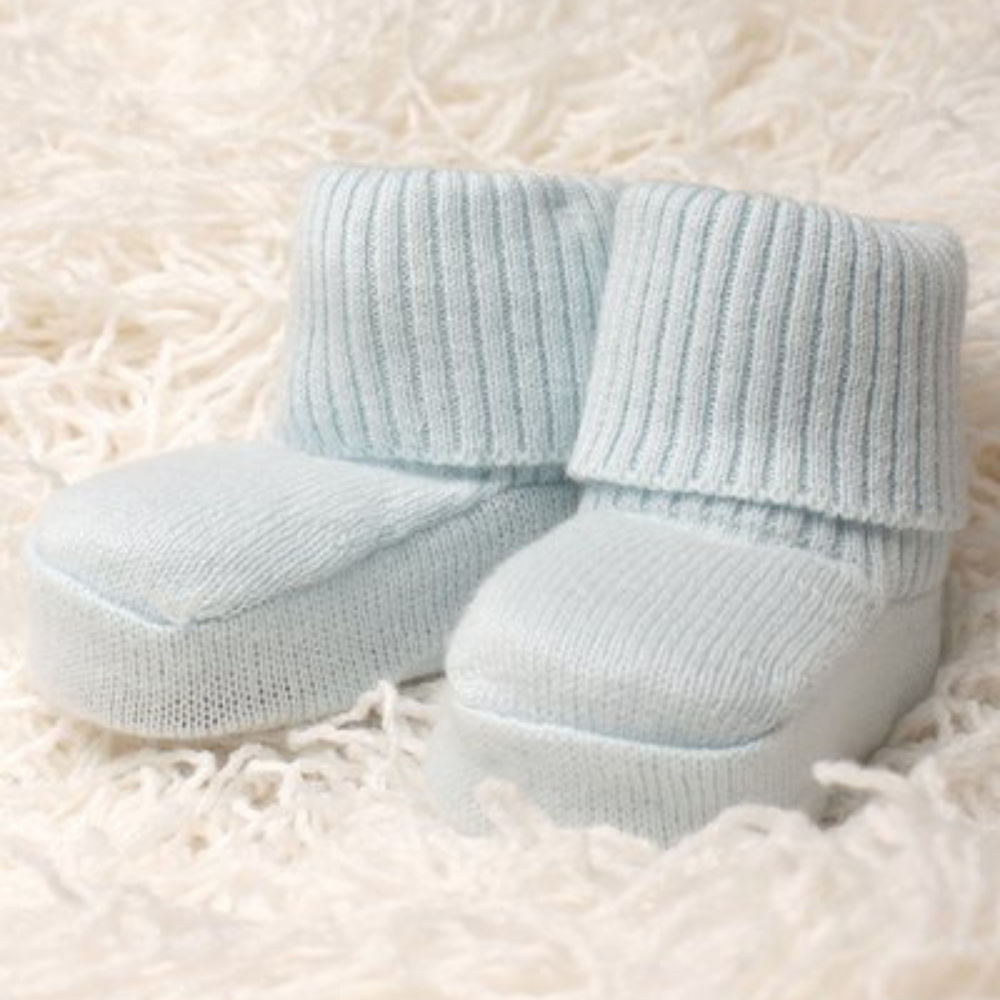 Organic Cotton Baby Booties - Lullaby Blue - Bambino Azizo