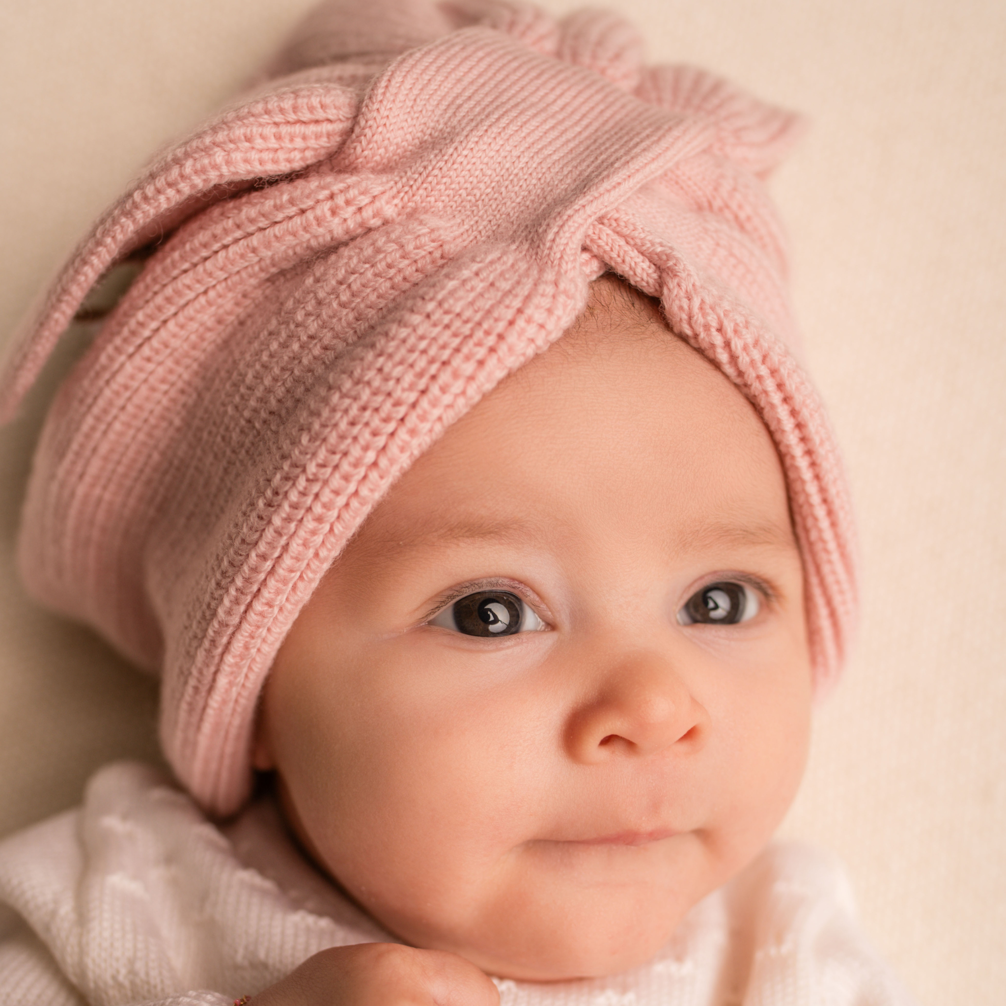 Virgin Merino Wool Bow Headband - Dusty Rose - Bambino Azizo