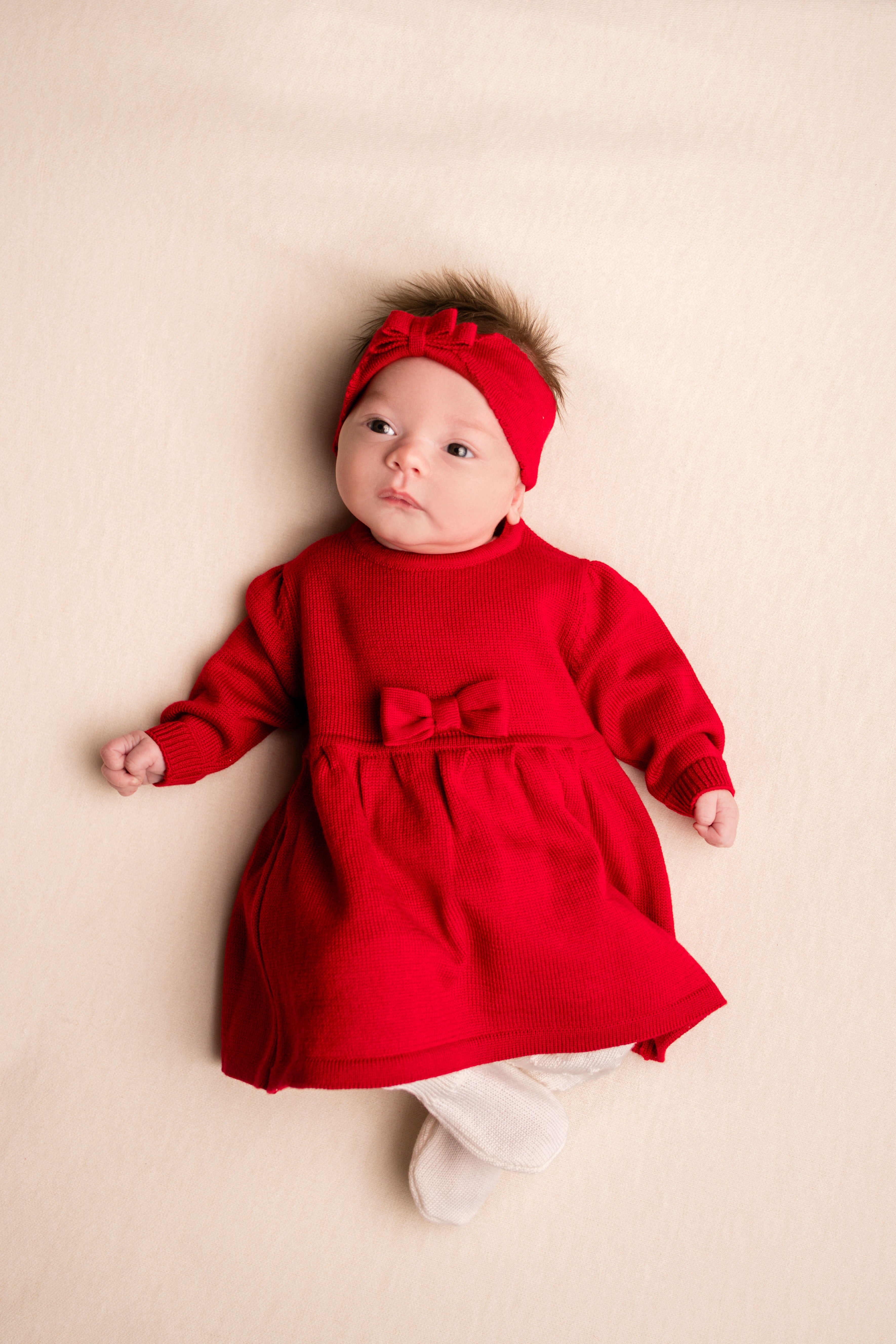 Virgin Merino Wool Bow Headband - Scarlet Red