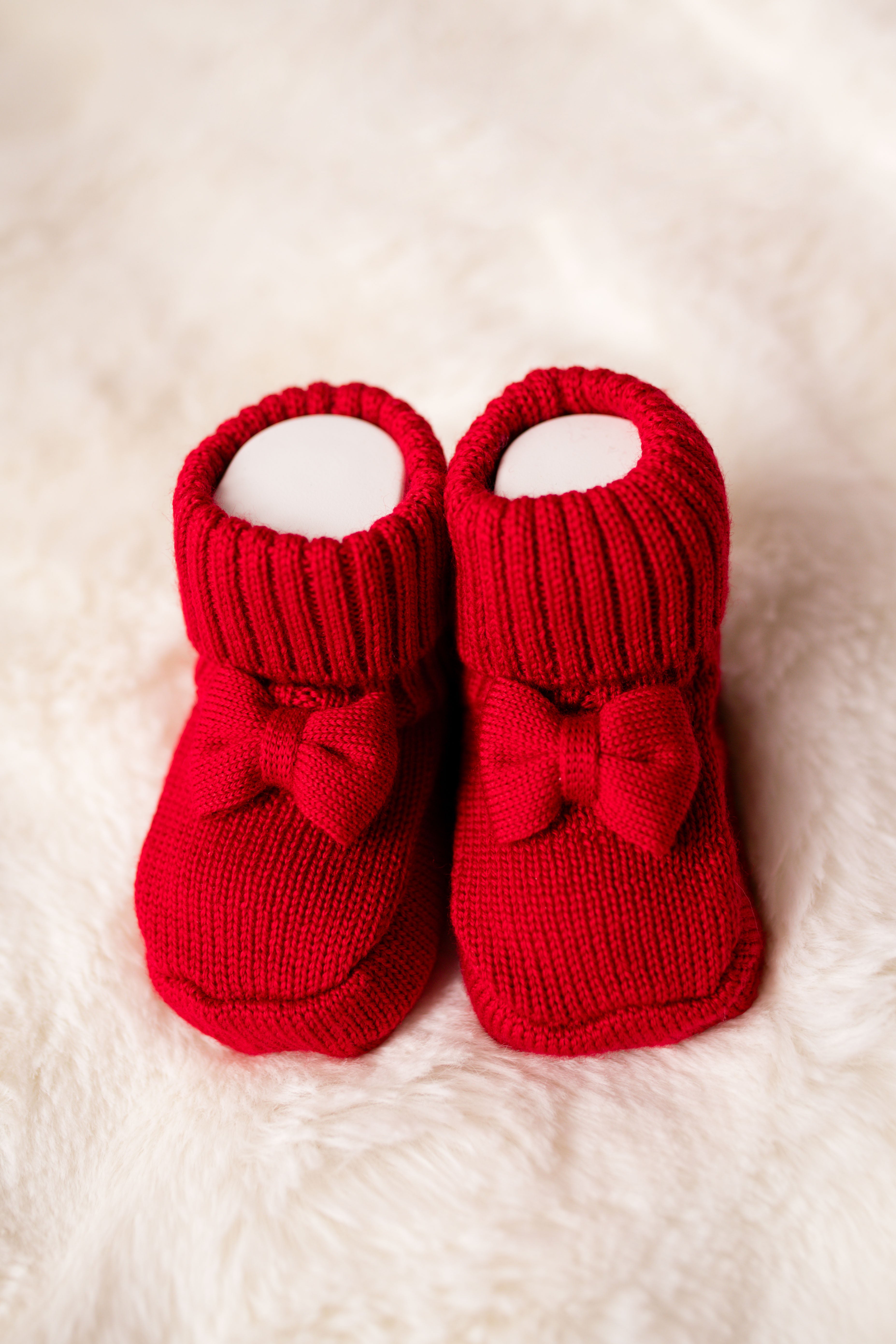 Virgin Merino Wool Booties - Scarlet Red - Bambino Azizo