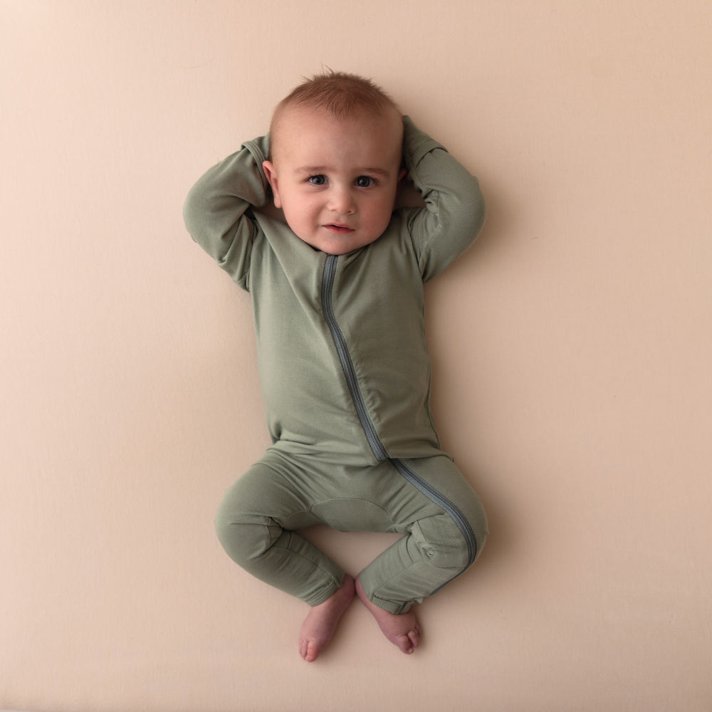 Baby Bamboo Onesie - Sage Green - Bambino Azizo