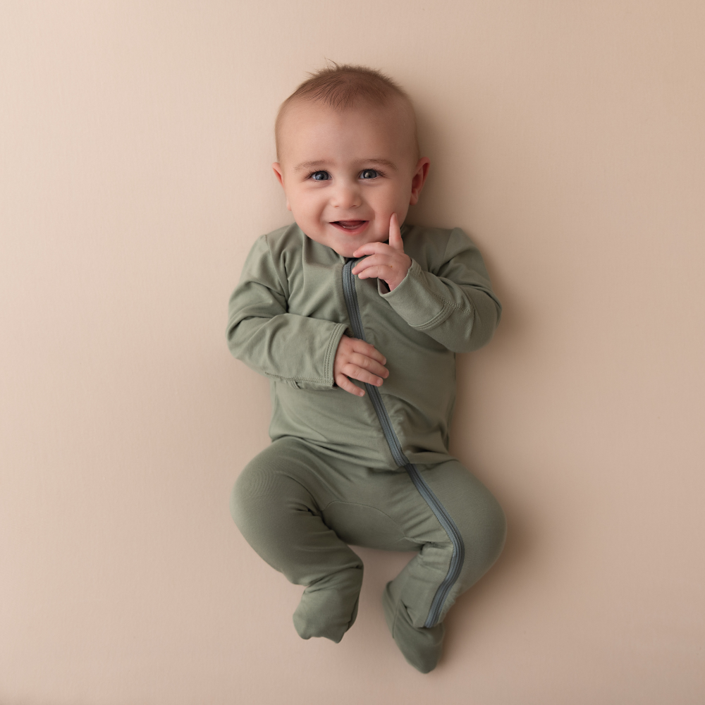 Baby Bamboo Onesie - Sage Green - Bambino Azizo