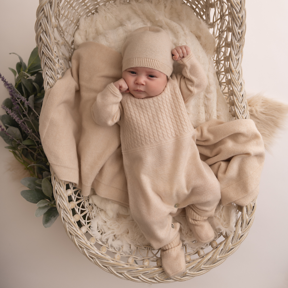 Luxury Cashmere Baby Hat - Naturale - Bambino Azizo