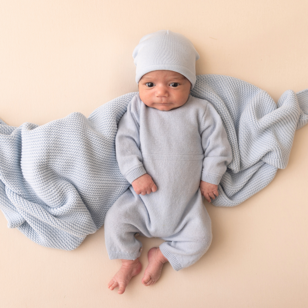 Organic Cotton Blanket - Lullaby Blue - Bambino Azizo