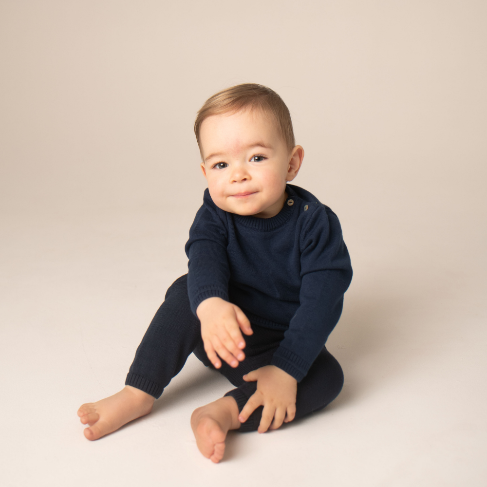 Pure Eucalyptus Baby Trousers - Midnight Blue - Bambino Azizo