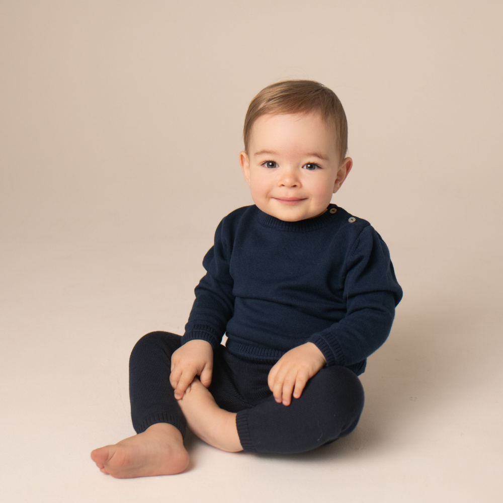 Pure Eucalyptus Baby Trousers - Midnight Blue - Bambino Azizo