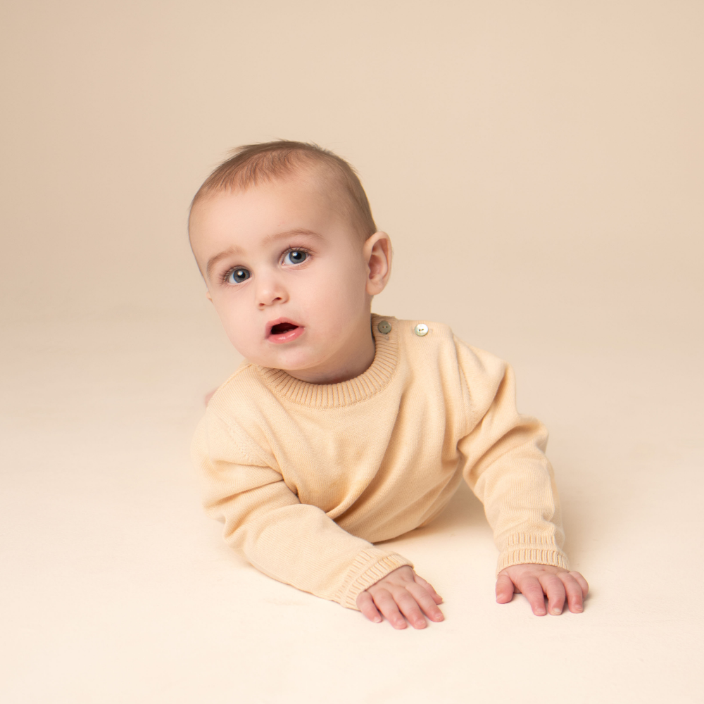 Organic Cotton Crew Neck Sweater - Hazelnut - Bambino Azizo