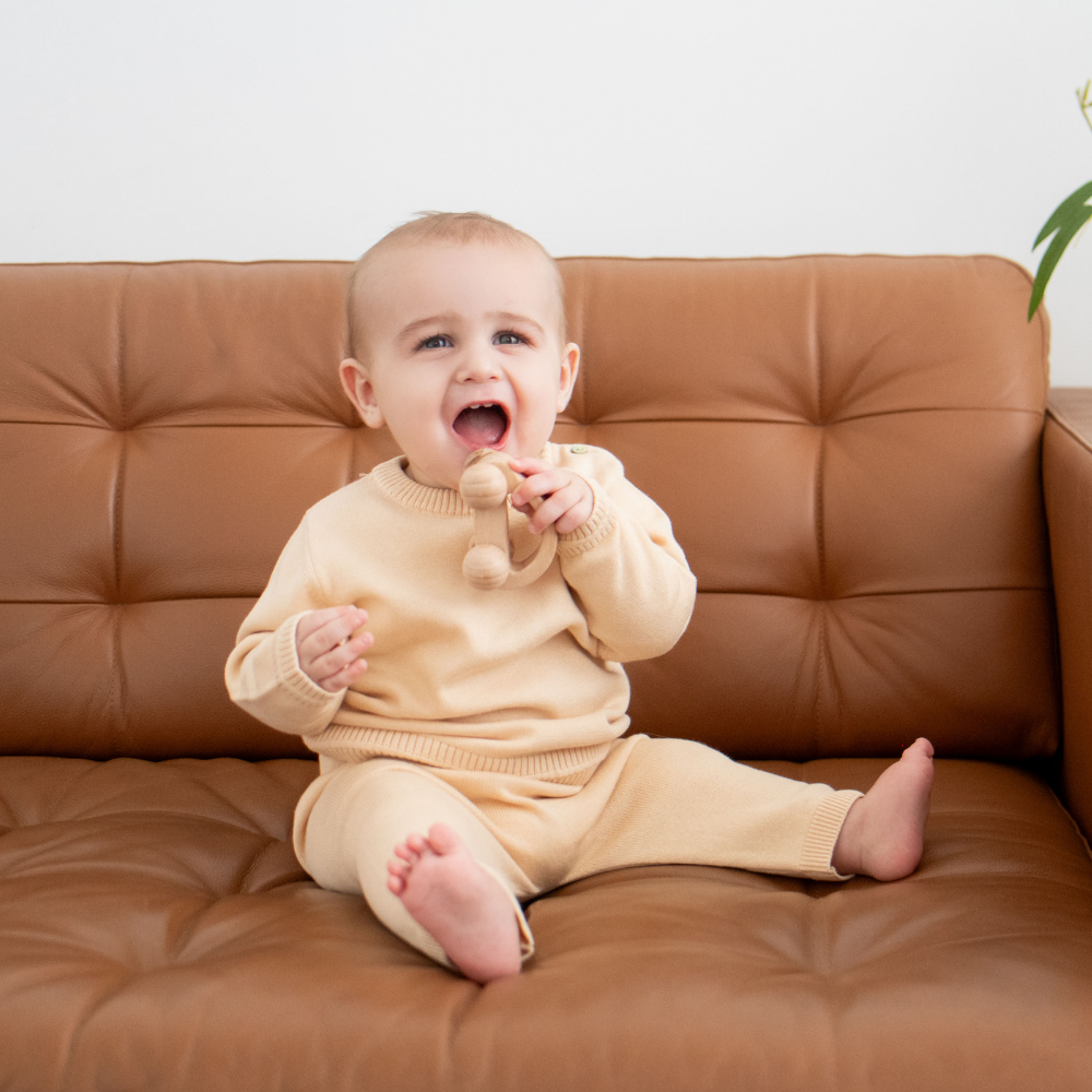 Organic Cotton Crew Neck Sweater - Hazelnut - Bambino Azizo