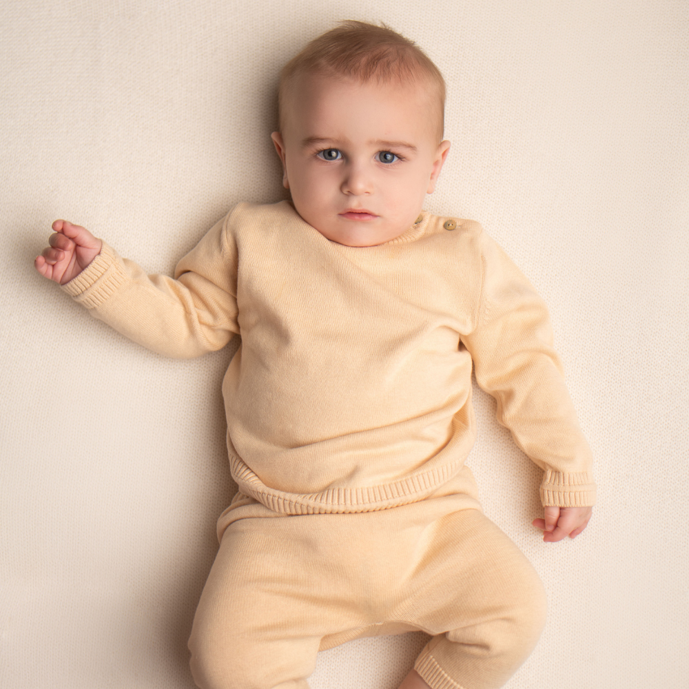 Organic Cotton Crew Neck Sweater - Hazelnut - Bambino Azizo