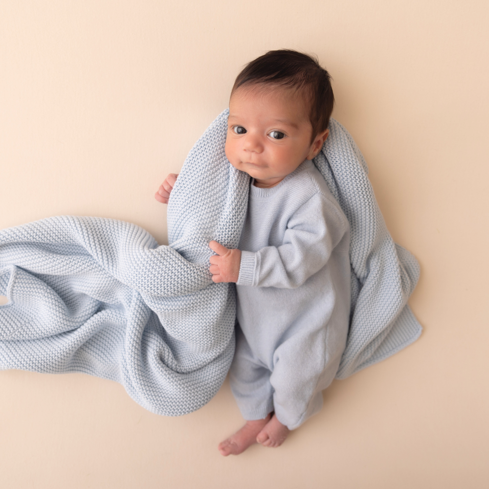 Organic Cotton Blanket - Lullaby Blue - Bambino Azizo