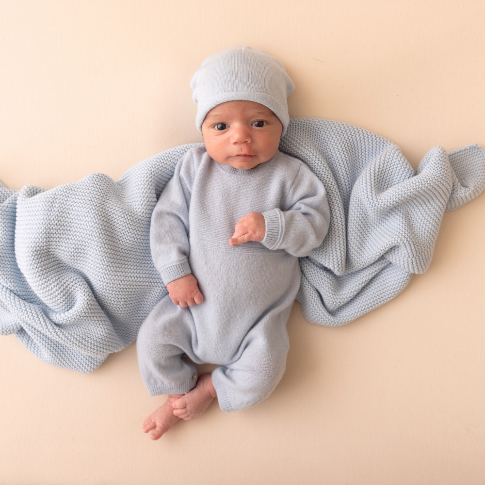 Organic Cotton Blanket - Lullaby Blue - Bambino Azizo