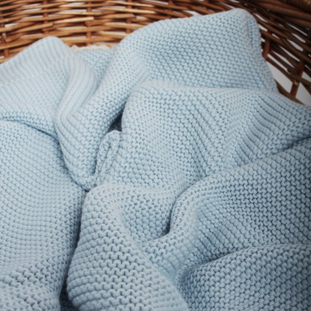 Organic Cotton Blanket - Lullaby Blue - Bambino Azizo