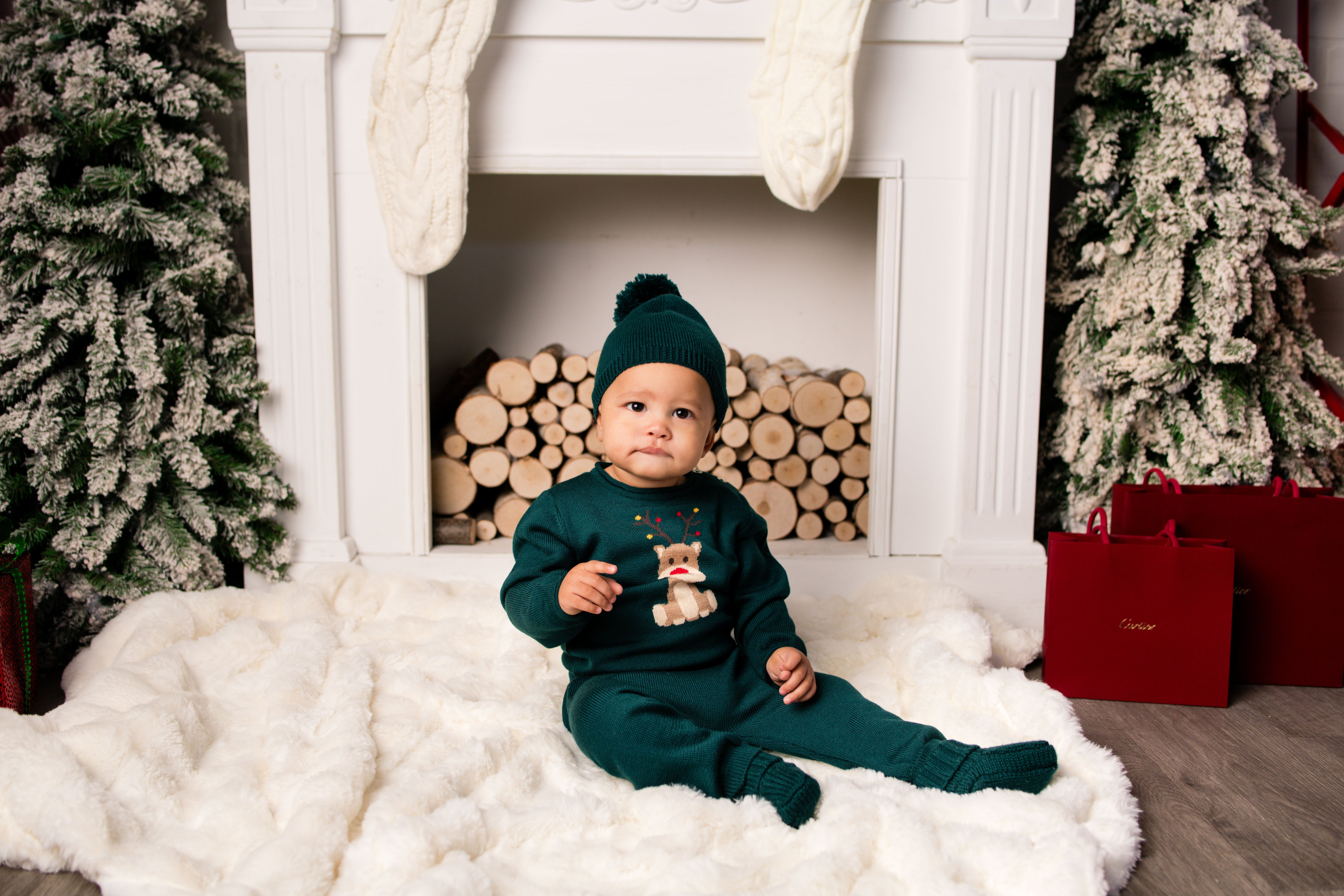 Virgin Merino Wool Pom Pom Hat - Evergreen - Bambino Azizo